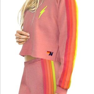 aviator nation crop bolt hoodie